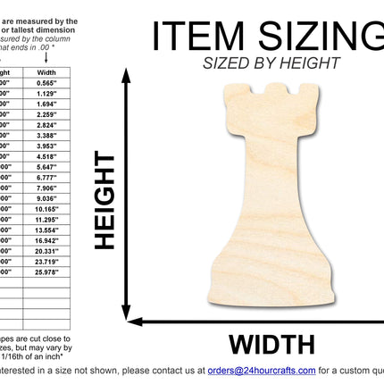 Unfinished Wood Rook Chess Piece Shape | DIY Craft Cutout | up to 46" DIY