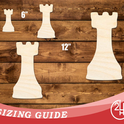 Unfinished Wood Rook Chess Piece Shape | DIY Craft Cutout | up to 46" DIY