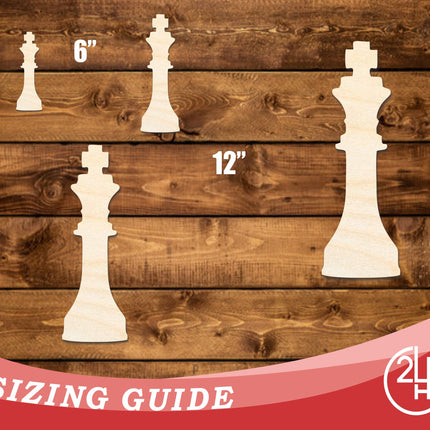 Unfinished Wood King Chess Piece Shape | DIY Craft Cutout | up to 46" DIY