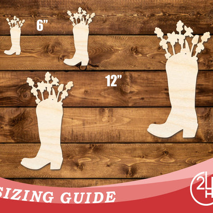 Unfinished Wood Flower Boot Shape | DIY Craft Cutout | up to 46" DIY