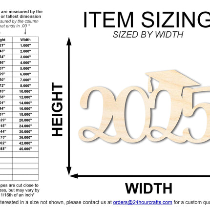 Unfinished Wood Cursive 2025 Shape | DIY Craft Cutout | up to 46" DIY