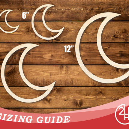 Unfinished Wood Moon Outline Shape | DIY Craft Cutout | up to 46" DIY