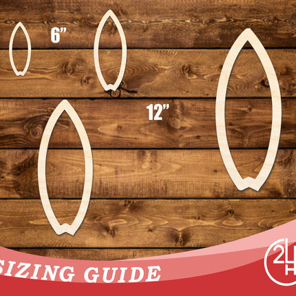 Unfinished Wood Fishtail Surfboard Outline Shape | DIY Craft Cutout | up to 46" DIY