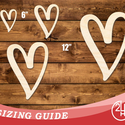 Unfinished Wood Heart Outline Shape | DIY Craft Cutout | up to 46" DIY