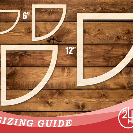 Unfinished Wood Quarter Circle Outline Shape | DIY Craft Cutout | up to 46" DIY