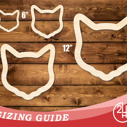 Unfinished Wood Cat Head Outline Shape | DIY Craft Cutout | up to 46" DIY