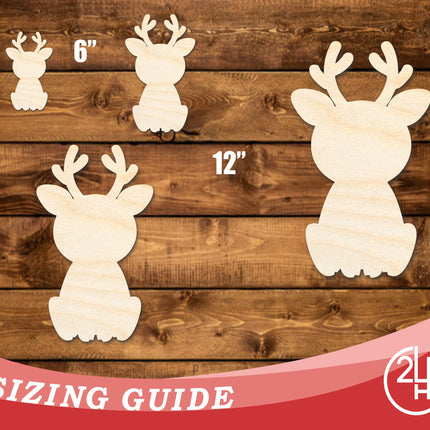 Unfinished Wood Cute Reindeer Shape | DIY Craft Cutout | up to 46" DIY