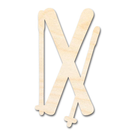 Unfinished Wood Crossed Skis Shape | DIY Craft Cutout | up to 46" DIY