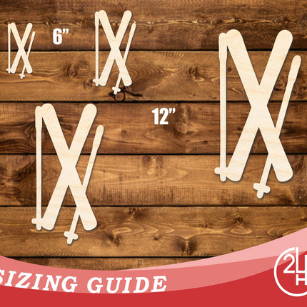Unfinished Wood Crossed Skis Shape | DIY Craft Cutout | up to 46" DIY
