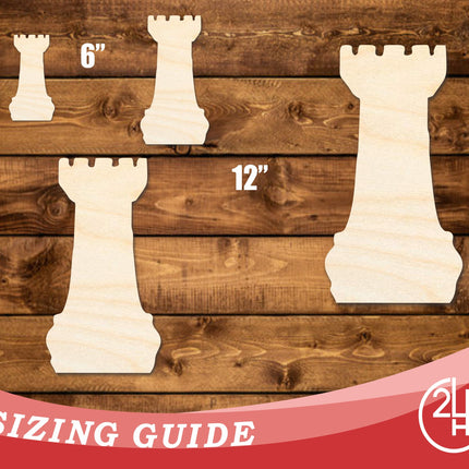 Unfinished Wood Chess Rook Shape | DIY Craft Cutout | up to 46" DIY