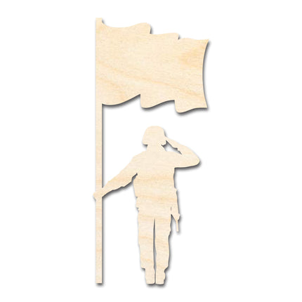 Unfinished Wood Soldier With Flag Shape | DIY Craft Cutout | up to 46" DIY