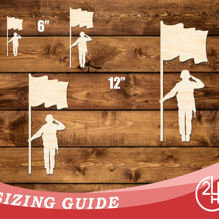 Unfinished Wood Soldier With Flag Shape | DIY Craft Cutout | up to 46" DIY