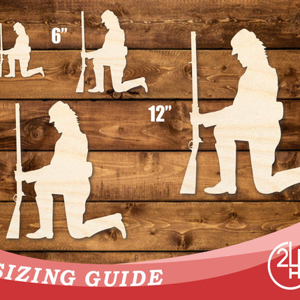 Unfinished Wood Kneeling Soldier Shape | DIY Craft Cutout | up to 46" DIY