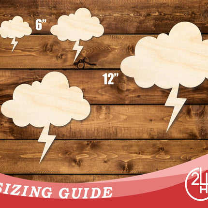 Unfinished Wood Lightning Cloud Shape | DIY Craft Cutout | up to 46" DIY