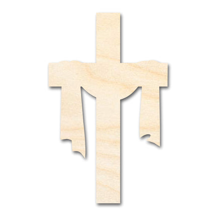 Unfinished Wood Draped Cross Shape | DIY Craft Cutout | up to 46" DIY
