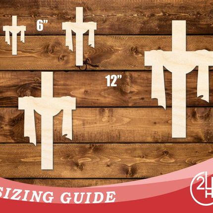Unfinished Wood Draped Cross Shape | DIY Craft Cutout | up to 46" DIY
