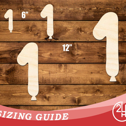 Unfinished Wood Balloon Number 1 Shape | DIY Craft Cutout | up to 46" DIY