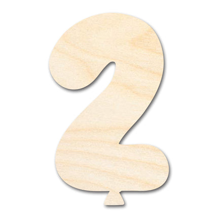 Unfinished Wood Balloon Number 2 Shape | DIY Craft Cutout | up to 46" DIY