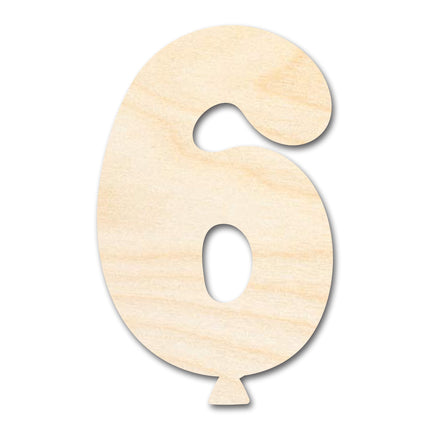Unfinished Wood Balloon Number 6 Shape | DIY Craft Cutout | up to 46" DIY