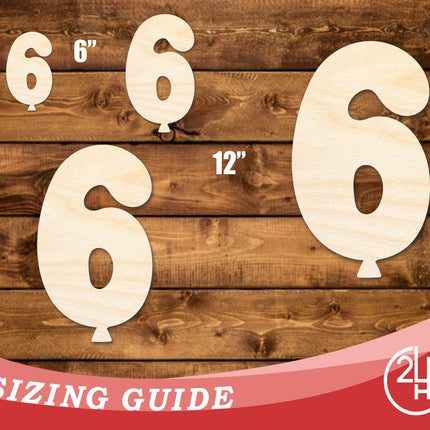 Unfinished Wood Balloon Number 6 Shape | DIY Craft Cutout | up to 46" DIY