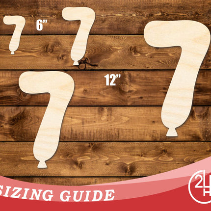 Unfinished Wood Balloon Number 7 Shape | DIY Craft Cutout | up to 46" DIY