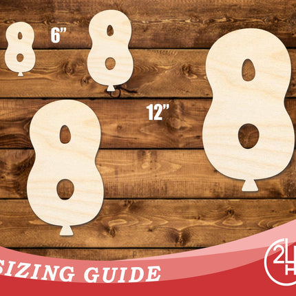 Unfinished Wood Balloon Number 8 Shape | DIY Craft Cutout | up to 46" DIY