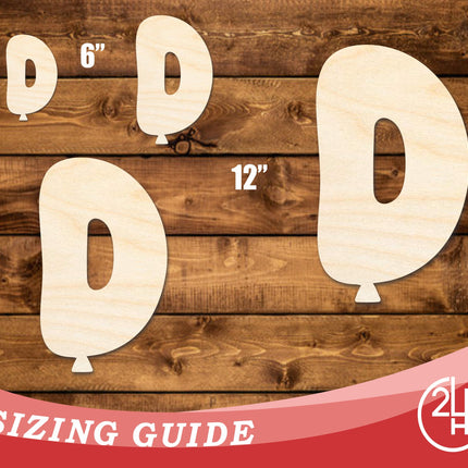 Unfinished Wood Balloon Letter D Shape | DIY Craft Cutout | up to 46" DIY