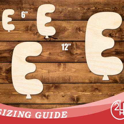 Unfinished Wood Balloon Letter E Shape | DIY Craft Cutout | up to 46" DIY