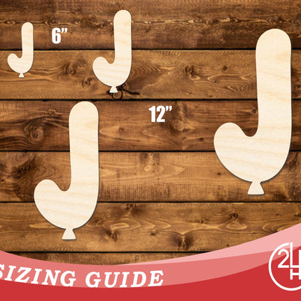 Unfinished Wood Balloon Letter J Shape | DIY Craft Cutout | up to 46" DIY