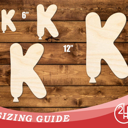 Unfinished Wood Balloon Letter K Shape | DIY Craft Cutout | up to 46" DIY