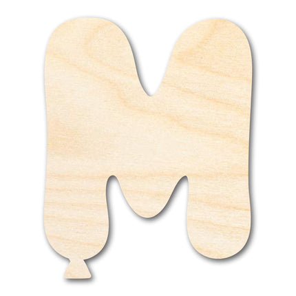 Unfinished Wood Balloon Letter M Shape | DIY Craft Cutout | up to 46" DIY