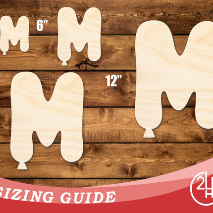 Unfinished Wood Balloon Letter M Shape | DIY Craft Cutout | up to 46" DIY