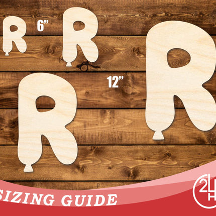 Unfinished Wood Balloon Letter R Shape | DIY Craft Cutout | up to 46" DIY