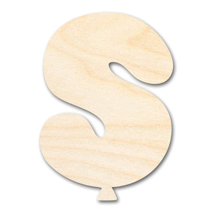 Unfinished Wood Balloon Letter S Shape | DIY Craft Cutout | up to 46" DIY