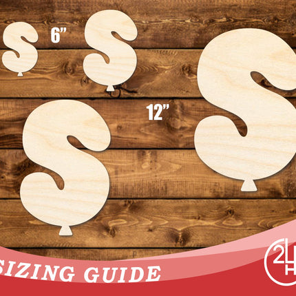 Unfinished Wood Balloon Letter S Shape | DIY Craft Cutout | up to 46" DIY