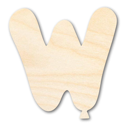 Unfinished Wood Balloon Letter W Shape | DIY Craft Cutout | up to 46" DIY