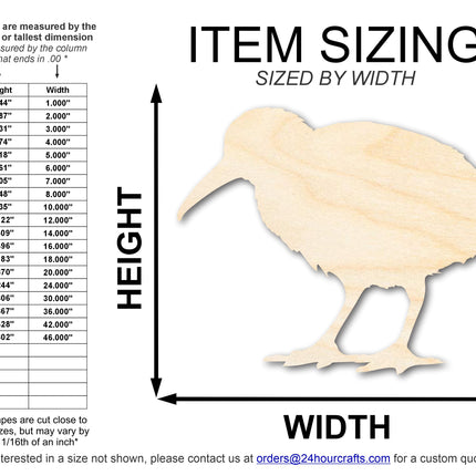 Unfinished Wood Kiwi Bird Shape | DIY Craft Cutout | up to 46" DIY