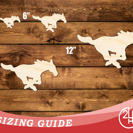 Unfinished Wood Mustang Mascot Shape | DIY Craft Cutout | up to 46" DIY