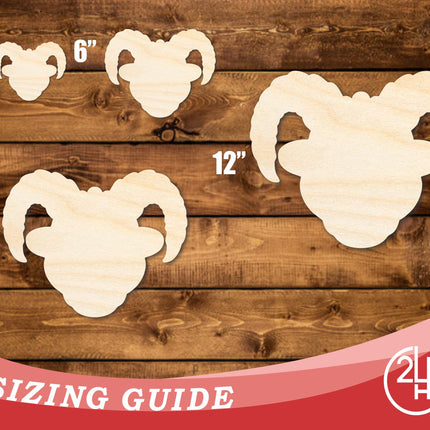 Unfinished Wood Ram Mascot Shape | DIY Craft Cutout | up to 46" DIY