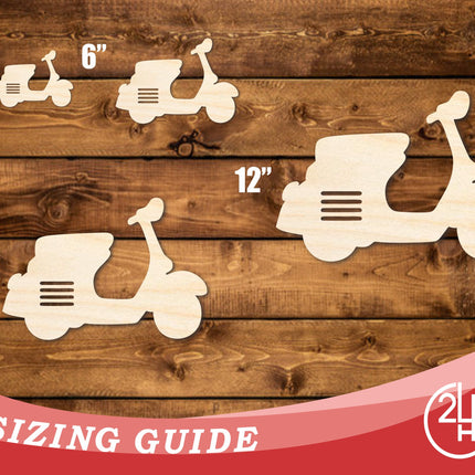 Unfinished Wood Moped Shape | DIY Craft Cutout | up to 46" DIY