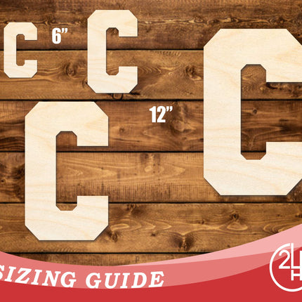 Unfinished Wood Varsity Team Font - C Shape | DIY Craft Cutout | up to 46" DIY