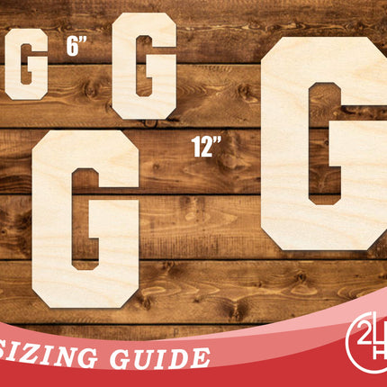 Unfinished Wood Varsity Team Font - G Shape | DIY Craft Cutout | up to 46" DIY