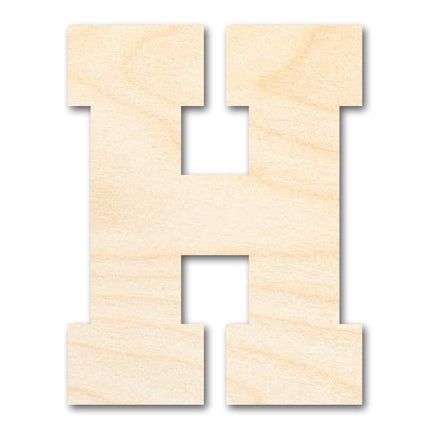 Unfinished Wood Varsity Team Font - H Shape | DIY Craft Cutout | up to 46" DIY