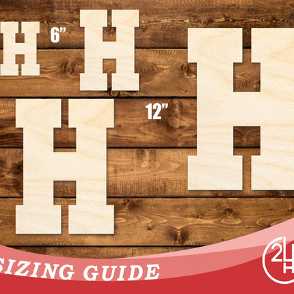 Unfinished Wood Varsity Team Font - H Shape | DIY Craft Cutout | up to 46" DIY