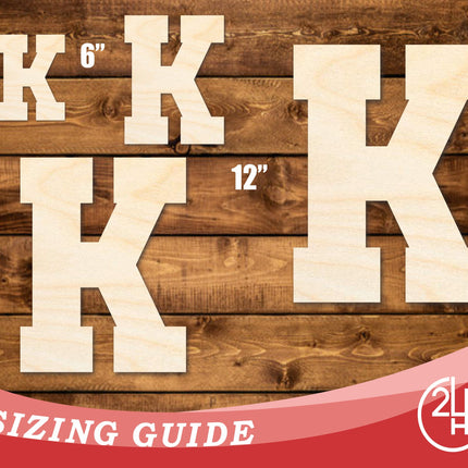 Unfinished Wood Varsity Team Font - K Shape | DIY Craft Cutout | up to 46" DIY