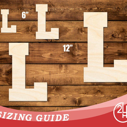 Unfinished Wood Varsity Team Font - L Shape | DIY Craft Cutout | up to 46" DIY