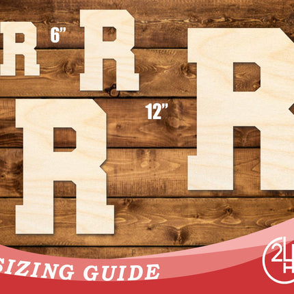 Unfinished Wood Varsity Team Font - R Shape | DIY Craft Cutout | up to 46" DIY