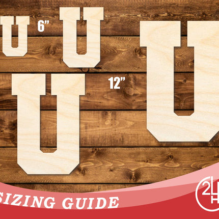 Unfinished Wood Varsity Team Font - U Shape | DIY Craft Cutout | up to 46" DIY