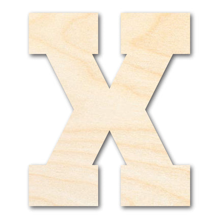 Unfinished Wood Varsity Team Font - X Shape | DIY Craft Cutout | up to 46" DIY