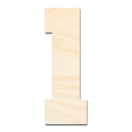 Unfinished Wood Varisty Number One Shape | DIY Craft Cutout | up to 46" DIY